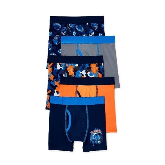 Boys Performance Lightweight Breathable Boxer Briefs Underwear 2, 5-Packs Size M - Picture 3 of 4